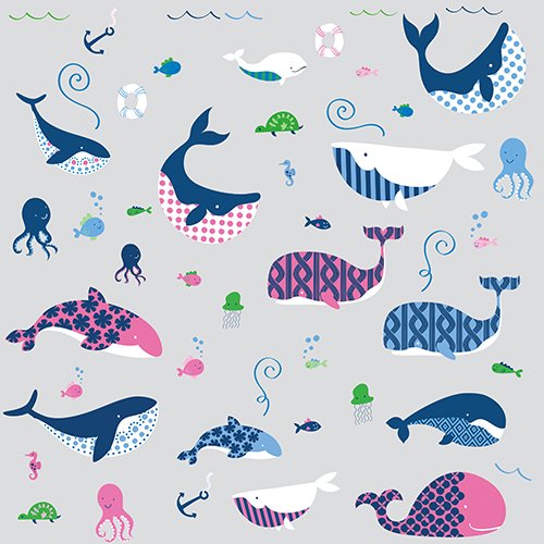 0034878029603 - SEA WHALES PEEL AND STICK WALL DECALS