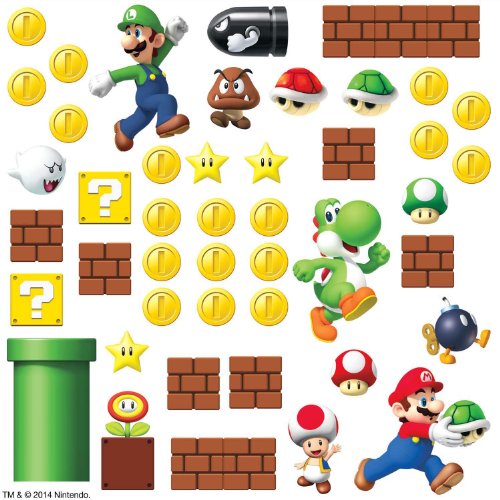 0034878598697 - ROOMMATES RMK2351SCS NINTENDO SUPER MARIO BUILD A SCENE PEEL AND STICK WALL DECAL, 45 COUNT