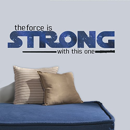 0034878813080 - ROOMMATES RMK3077SCS STAR WARS CLASSIC THE FORCE IS STRONG P&S WALL DECALS, 35.25 X 10