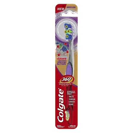 0035000448125 - COLGATE 360 4 ZONE WHOLE MOUTH CLEAN MANUAL TOOTHBRUSH, MEDIUM (PACK OF 3)