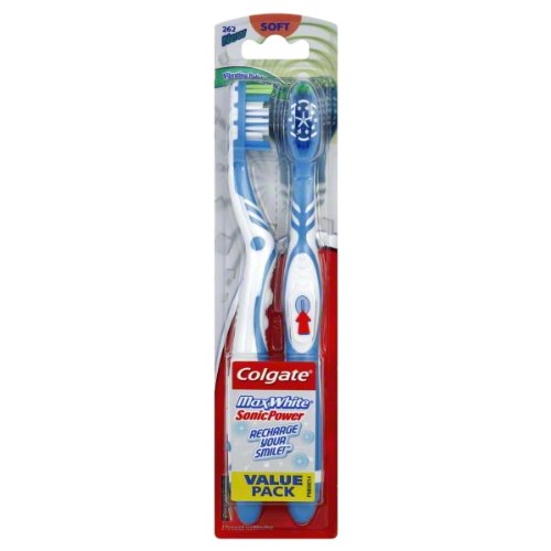 0035000688521 - COLGATE MAX WHITE SONIC POWER TOOTHBRUSH, SOFT, 2 COUNT (COLORS MAY VARY)