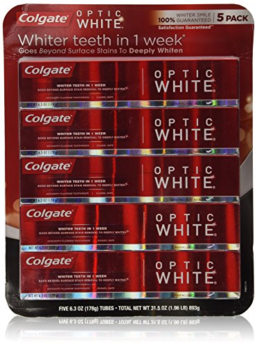 0035000766977 - COLGATE OPTIC WHITE TOOTHPASTE (5 PACK, 6.3 OZ EACH, 31.5 OZ TOTAL)