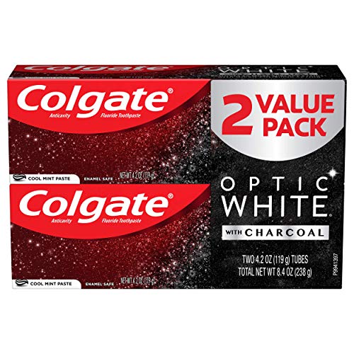 0035000979025 - COLGATE OPTIC WHITE TEETH WHITENING CHARCOAL TOOTHPASTE, COOL MINT - 4.2 OUNCE (2 PACK)