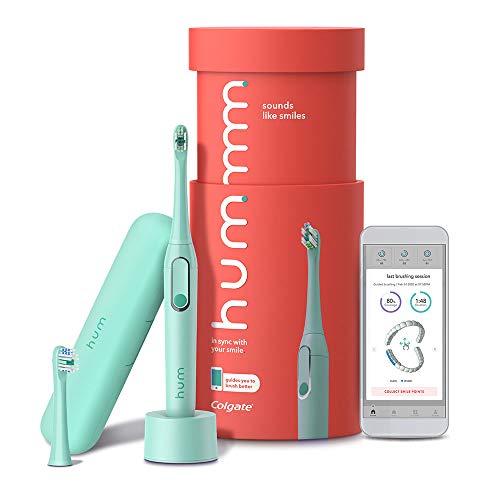 0035000981721 - HUM BY COLGATE SMART ELECTRIC TOOTHBRUSH KIT, RECHARGEABLE SONIC TOOTHBRUSH WITH TRAVEL CASE, TEAL