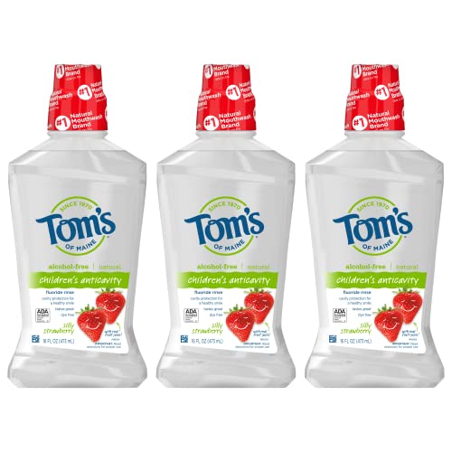 0035000992390 - TOMS OF MAINE CHILDRENS ANTICAVITY FLUORIDE RINSE MOUTHWASH, SILLY STRAWBERRY, 16 OZ. 3-PACK