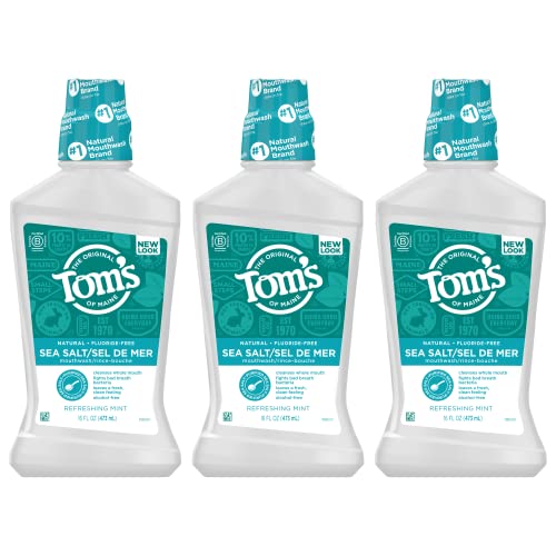 0035000992710 - TOMS OF MAINE SEA SALT NATURAL ALCOHOL-FREE MOUTHWASH, REFRESHING MINT, 16 OZ. 3-PACK