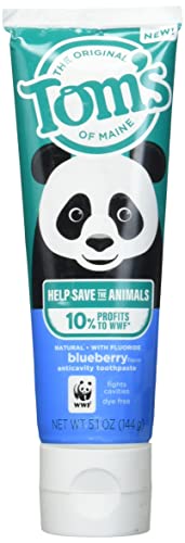 0035000993021 - TOMS OF MAINE SAVE THE ANIMALS NATURAL CHILDRENS FLUORIDE TOOTHPASTE, BLUEBERRY, 5.1 OZ