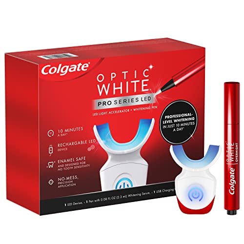 0035000993830 - COLGATE OPTIC WHITE PRO SERIES TEETH WHITENING PEN AND LED TRAY, PROFESSIONAL-LEVEL WHITENING SET, RECHARGEABLE