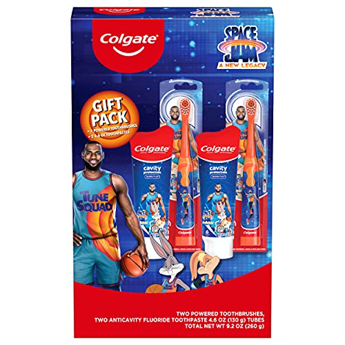 0035000996848 - COLGATE KIDS TOOTHBRUSH SET WITH TOOTHPASTE, SPACE JAM GIFT SET, 2 BATTERY TOOTHBRUSHES AND 2 TOOTHPASTES
