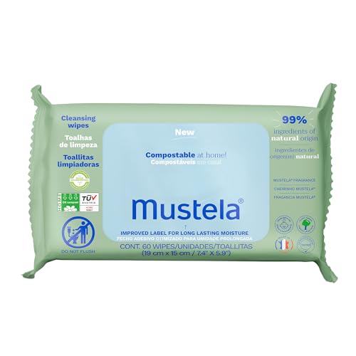 3504105041458 - MUSTELA BABY HOME COMPOSTABLE CLEANSING WIPES - NATURAL AVOCADO - FOR FACE, BODY & DIAPER AREA - LIGHTLY FRAGRANCED - 99% INGREDIENTS OF NATURAL ORIGIN & PLANT-BASED FIBERS - ALL SKIN TYPES - 60 CT.