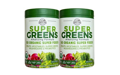 0035046127671 - COUNTRY FARMS SUPER GREENS UNFLAVORED, 50 ORGANIC SUPER FOODS, USDA ORGANIC DRINK MIX, 40 SERVINGS, 2-PACK