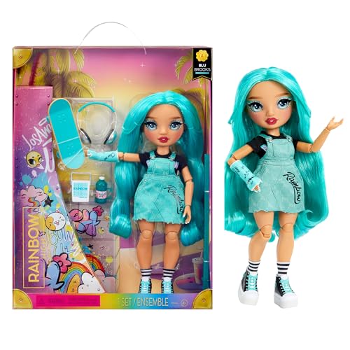 0035051501916 - RAINBOW HIGH BLU - BLUE FASHION DOLL IN FASHIONABLE OUTFIT, WEARING A CAST & 10+ COLORFUL PLAY ACCESSORIES. GIFT FOR KIDS 4-12 YEARS AND COLLECTORS