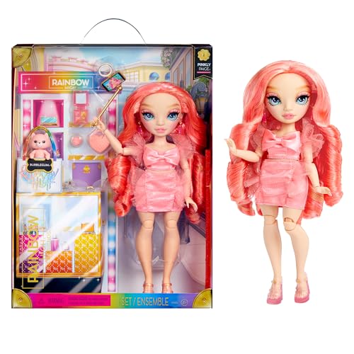 0035051501923 - RAINBOW HIGH PINKLY - PINK FASHION DOLL IN FASHIONABLE OUTFIT, WITH GLASSES & 10+ COLORFUL PLAY ACCESSORIES. GIFT FOR KIDS 4-12 YEARS AND COLLECTORS
