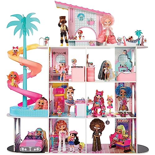 0035051502470 - LOL SURPRISE OMG FASHION HOUSE PLAYSET WITH 85+ SURPRISES AND MADE FROM REAL WOOD INCLUDING POOL, SPIRAL SLIDE, ROOFTOP PATIO, MOVIE THEATER, TRANSFORMING FURNITURE, AND MORE!