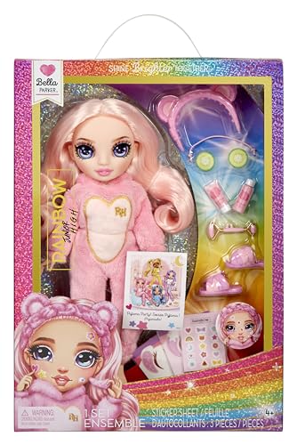 0035051503675 - RAINBOW HIGH JR HIGH PJ PARTY- BELLA (PINK) 9” POSABLE DOLL WITH SOFT ONESIE, SLIPPERS, PLAY ACCESSORIES, KIDS TOY AGES 4-12 YEARS