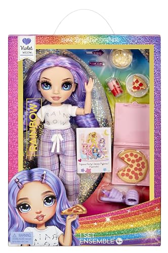 0035051503705 - RAINBOW HIGH JR HIGH PJ PARTY VIOLET (PURPLE) 9” POSABLE DOLL WITH SOFT ONESIE, SLIPPERS, PLAY ACCESSORIES, KIDS TOY AGES 4-12 YEARS