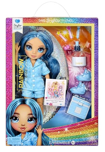 0035051530947 - RAINBOW HIGH JR HIGH PJ PARTY-SKYLER (BLUE) 9” POSABLE DOLL WITH SOFT ONESIE, SLIPPERS, PLAY ACCESSORIES, KIDS TOY AGES 4-12 YEARS