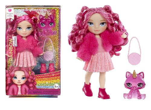 0035051531180 - RAINBOW HIGH LITTLES – MAGENTA MONROE, PINK 5.5 POSABLE SMALL DOLL WITH PURSE, MAGICAL PET KITTY, GIRLS TOY GIFT, KIDS AGES 4-12 YEARS