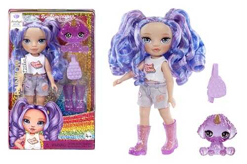 0035051531234 - RAINBOW HIGH LITTLES – AMETHYST WILLOW, PURPLE 5.5 POSABLE SMALL DOLL WITH PURSE, MAGICAL PET DOG, GIRLS TOY GIFT, KIDS AGES 4-12 YEARS