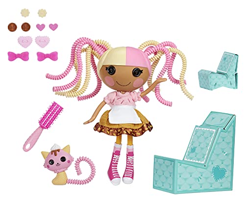 0035051576938 - LALALOOPSY SILLY HAIR DOLL - SCOOPS WAFFLE CONE WITH PET CAT, 13 ICE CREAM THEME HAIR STYLING DOLL WITH MULTICOLOR HAIR & 11 ACCESSORIES IN REUSABLE SALON PACKAGE PLAYSET, FOR AGES 3-103 (576938EUC)
