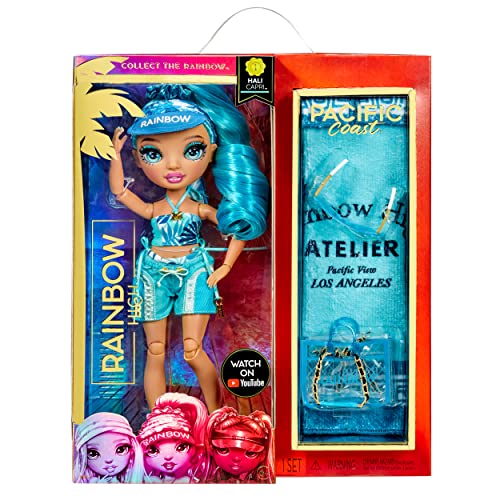 0035051578390 - RAINBOW HIGH PACIFIC COAST HALI CAPRI (BLUE) FASHION DOLL WITH POOL ACCESSORIES PLAYSET, AND INTERCHANGEABLE LEGS FEATURE. GREAT GIFT FOR KIDS 6-12 YEARS OLD.