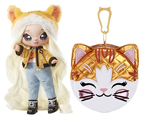 0035051579267 - NA NA NA SURPRISE GLAM SERIES 2 TABITHA NEKOTA - TABBY CAT-INSPIRED 7.5 FASHION DOLL WITH PLATINUM BLONDE HAIR AND METALLIC CLIP-ON KITTY PURSE, 2-IN-1 GIFT, TOY FOR KIDS AGES 5 6 7 8+ YEARS