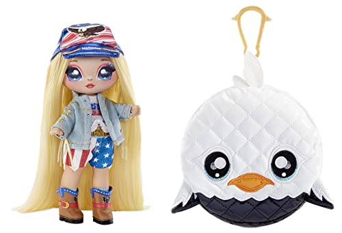 0035051579281 - NA NA NA SURPRISE GLAM SERIES 2 ERIKA FEATHERTON - PATRIOTIC EAGLE-INSPIRED 7.5 FASHION DOLL WITH BLONDE HAIR AND METALLIC CLIP-ON EAGLE PURSE, 2-IN-1 GIFT, TOY FOR KIDS AGES 5 6 7 8+ YEARS