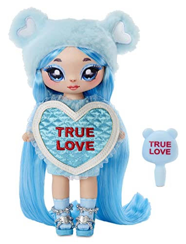 0035051581321 - NA NA NA SURPRISE LILY SARANG - BLUE TEDDY BEAR-INSPIRED 7.5 FASHION DOLL WITH LIGHT BLUE HAIR, HEART-SHAPED DRESS AND BRUSH, GREAT VALENTINES DAY GIFT AND TOY FOR KIDS AGES 5 6 7 8+ YEARS