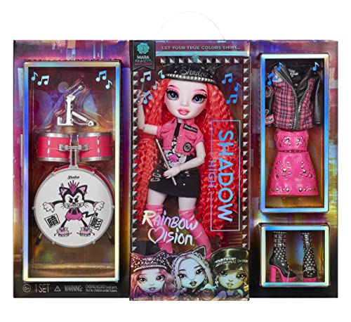 0035051582748 - RAINBOW VISION SHADOW HIGH NEON SHADOW-MARA PINKETT (NEON PINK) FASHION DOLL. 2 DESIGNER OUTFITS TO MIX & MATCH WITH ROCK BAND ACCESSORIES PLAYSET, GREAT GIFT FOR KIDS 6-12 YEARS OLD & COLLECTORS