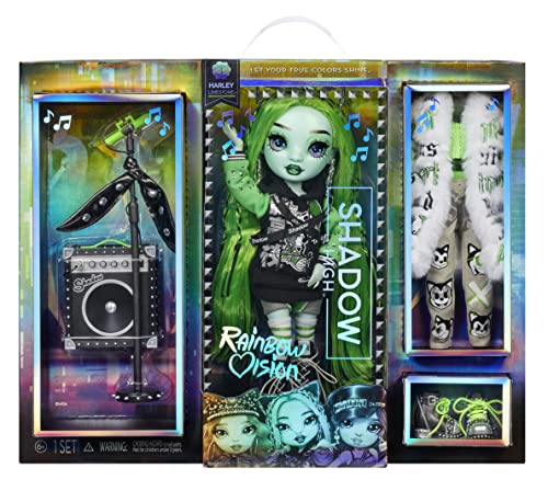 0035051582762 - RAINBOW VISION SHADOW HIGH NEON SHADOW - HARLEY LIMESTONE (NEON GREEN) FASHION DOLL. 2 DESIGNER OUTFITS MIX & MATCH ROCK BAND ACCESSORIES PLAYSET, GREAT GIFT FOR KIDS 6-12 YEARS OLD & COLLECTORS