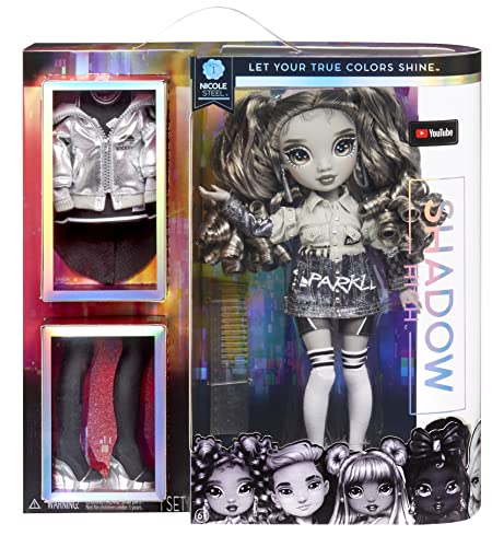 0035051583585 - SHADOW HIGH SERIES 1 NICOLE STEEL- GRAYSCALE FASHION DOLL. 2 TITANIUM DESIGNER OUTFITS TO MIX & MATCH WITH ACCESSORIES, GREAT GIFT FOR KIDS 6-12 YEARS OLD AND COLLECTORS