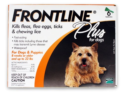 0350604288008 - MERIAL FRONTLINE PLUS FLEA AND TICK CONTROL FOR DOGS AND PUPPIES 8 WEEKS OR OLDER AND UP TO 22LBS, 6-DOSES