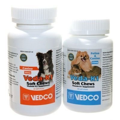 0350989058494 - VEDCO VEDA-K1 25 MG VITAMIN K1 FELINE AND CANINE SUPPLEMENT 50CT SOFT CHEWS