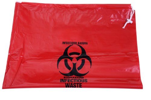 0035127150253 - MEDLINE BIO HAZARD/INFECTIOUS WASTE BAGS WITH DRAWCORD - 40 X 40, 2.5 MIL, CASE OF 100, RED