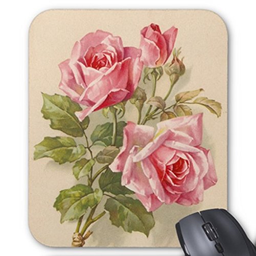 3519338407513 - VINTAGE PINK ROSES MOUSE PAD 9.84X7.87