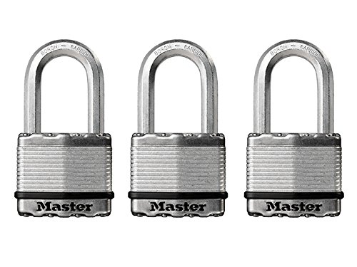 3520190929648 - MASTER LOCK PACK OF 3 HIGH SECURITY PADLOCKS WITH OUTDOOR PROTECTION, LONG SHACKLE, KEYED LOCK, 50MM WIDE BODY, IDEAL FOR SECURING GATES