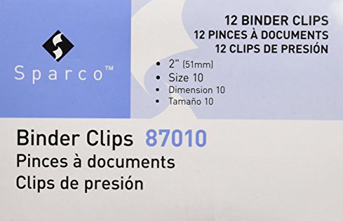 0035255001205 - S.P. RICHARDS COMPANY LARGE BINDER CLIP, 2-INCH WIDE, 1-INCH CAPACITY, 12 PER BOX, BLACK (SPR87010)