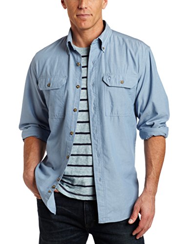 0035481749100 - CARHARTT MEN'S FORT LONG SLEEVE SHIRT LIGHTWEIGHT CHAMBRAY BUTTON FRONT RELAXED FIT,BLUE CHAMBRAY,LARGE
