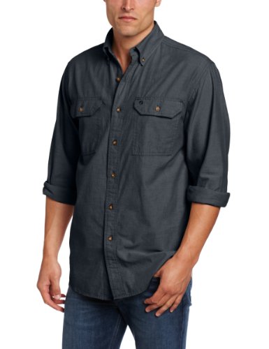 0035481867828 - CARHARTT MEN'S FORT LONG SLEEVE SHIRT LIGHTWEIGHT CHAMBRAY BUTTON FRONT RELAXED FIT,BLACK CHAMBRAY,XX-LARGE