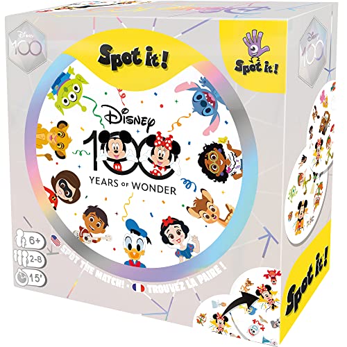 3558380096160 - SPOT IT! DISNEY 100 YEARS OF WONDER CARD GAME | FAST-PACED SYMBOL MATCHING OBSERVATION GAME | FUN FAMILY GAME FOR KIDS AND ADULTS | AGE 6+ | 2-8 PLAYERS | AVG. PLAYTIME 15 MINUTES | MADE BY ZYGOMATIC