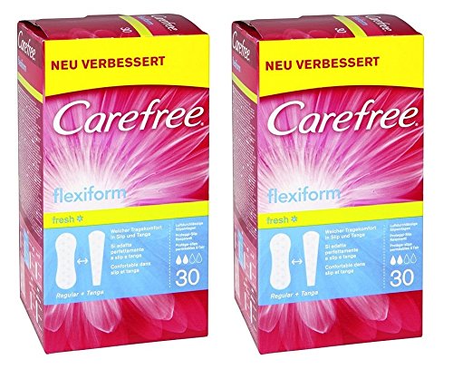 3574660181425 - CAREFREE FLEXIFORM FRESH BREATHABLE PANTYLINERS (REGULAR & TANGA) 2 PACKS X 30 ... BY CAREFREE