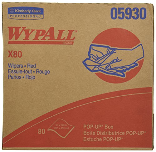 0036000059304 - WYPALL X80 REUSABLE WIPES , EXTENDED USE WIPERS POP-UP BOX FORMAT, RED, 80 SHEETS / BOX
