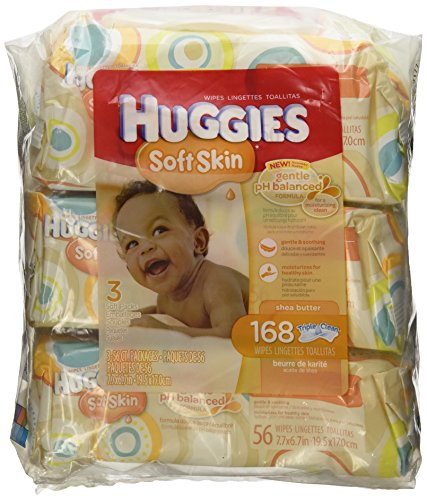 0036000343311 - HUGGIES SOFT SKIN BABY WIPES, SOFT PACK, WITH SHEA BUTTER 56 CT (3 PACKS) 168 TO