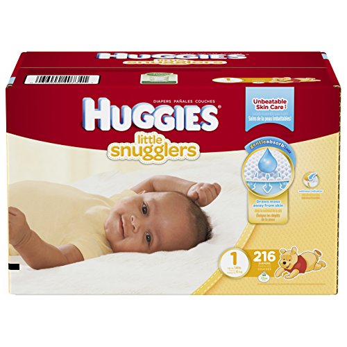 0036000407457 - HUGGIES LITTLE SNUGGLERS DIAPERS, SIZE 1, 216 COUNT