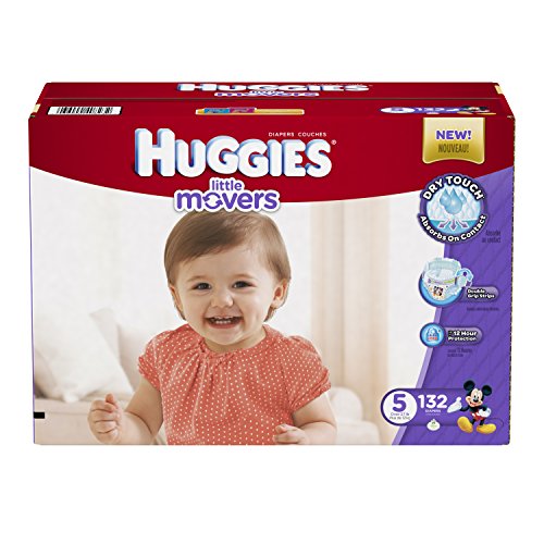 0036000408256 - HUGGIES LITTLE MOVERS DIAPERS, SIZE 5, 132 COUNT
