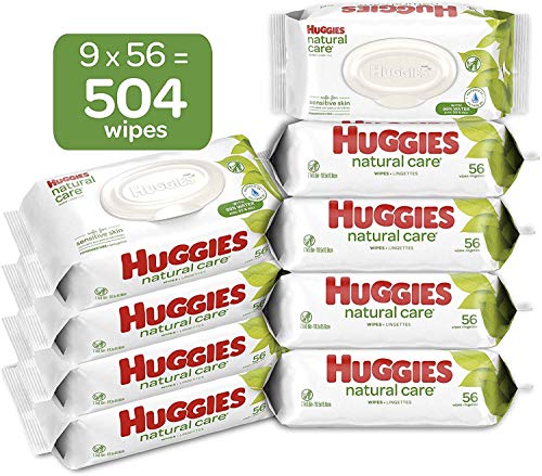 0036000419269 - HUGGIES NATURAL CARE SENSITIVE BABY WIPES, UNSCENTED, 9 FLIP-TOP PACKS (504 WIPES TOTAL)