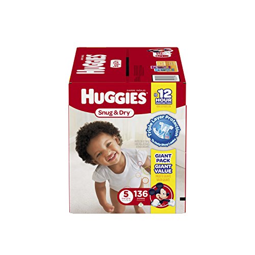 0036000430790 - HUGGIES SNUG AND DRY DIAPERS, SIZE 5, 136 COUNT