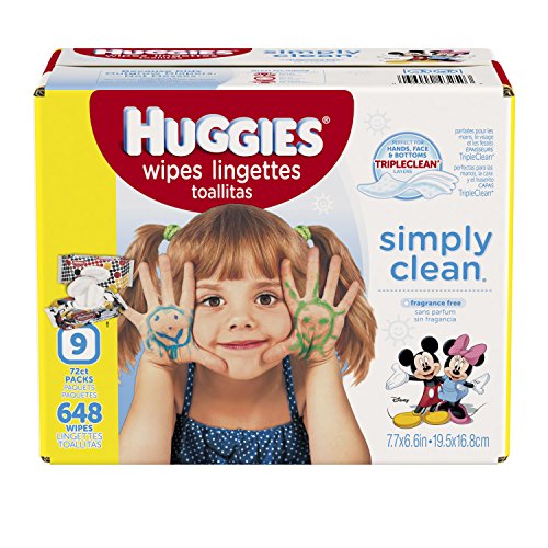 0036000432503 - HUGGIES SIMPLY CLEAN UNSCENTED SOFT BABY WIPES, 72 COUNT, PACK OF 9 (648 TOTAL)