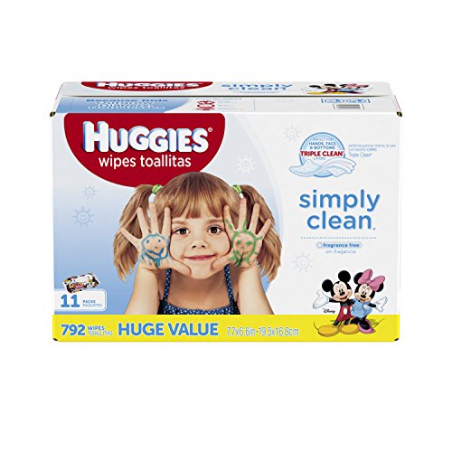 0036000455434 - HUGGIES SIMPLY CLEAN UNSCENTED BABY WIPES, 792 COUNT
