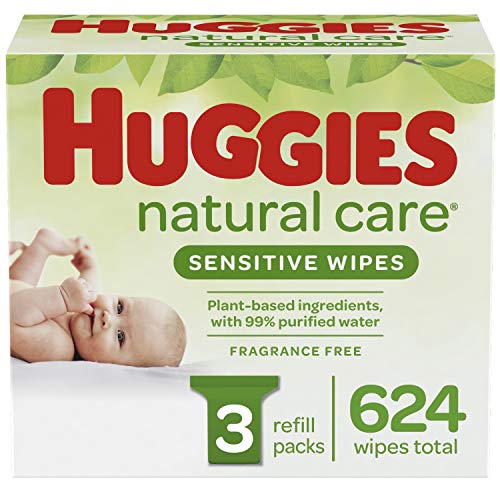 0036000501278 - HUGGIES NATURAL CARE SENSITIVE BABY WIPES, UNSCENTED, 3 REFILL PACKS (624 WIPES TOTAL)